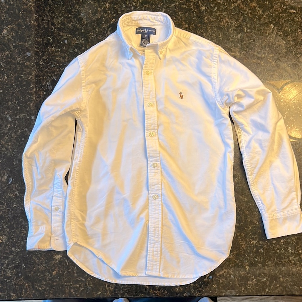 Solid white Ralph, Lauren button-down